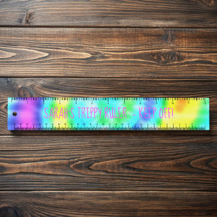 Colorful Rainbow Tie Dye Personalized Ruler