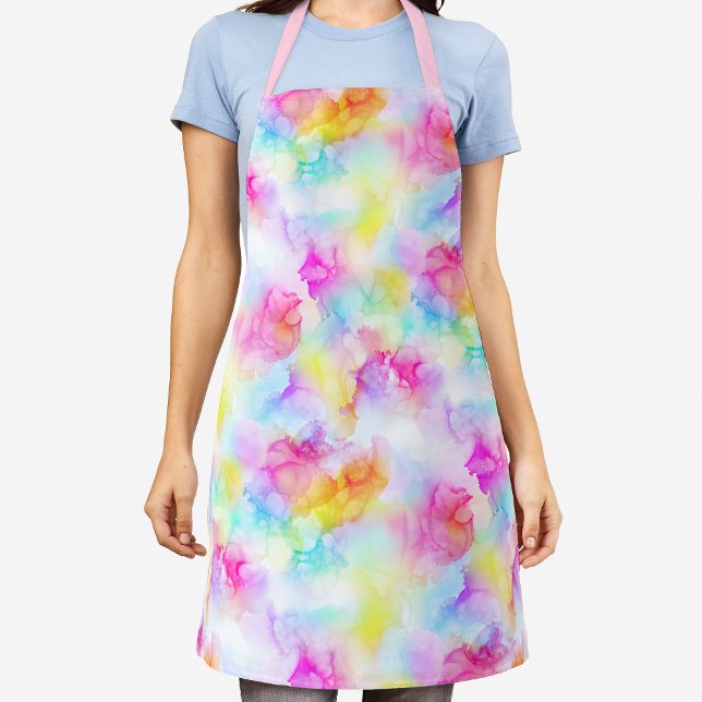 Colorful Rainbow Tie Dye Watercolor Ink Apron (Creator Uploaded)