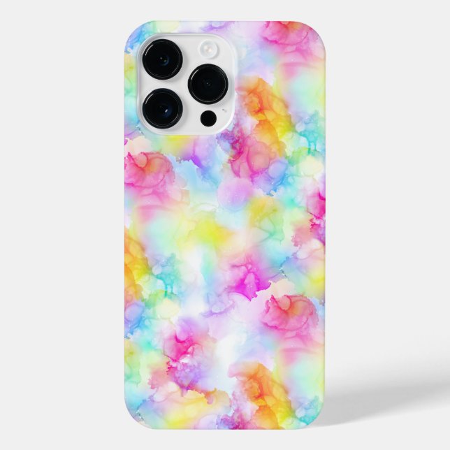 Colorful Rainbow Tie Dye Watercolor Ink iPhone Case (Back)