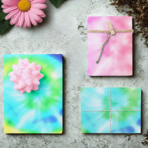 Colorful Rainbow Tie Dye Wrapping Paper Sheets
