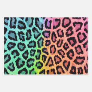 Colorful Rainbow Tinted Leopard Print Spots Wrappi Wrapping Paper Sheets