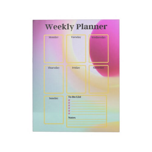 Colorful Rainbow To Do List Weekly Planner Notepad