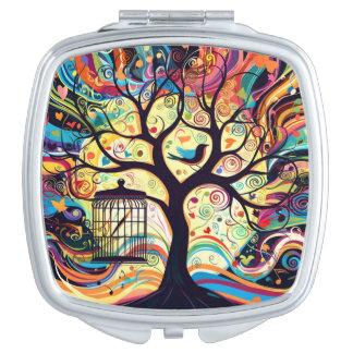Colorful Rainbow Tree of Life Compact Mirror