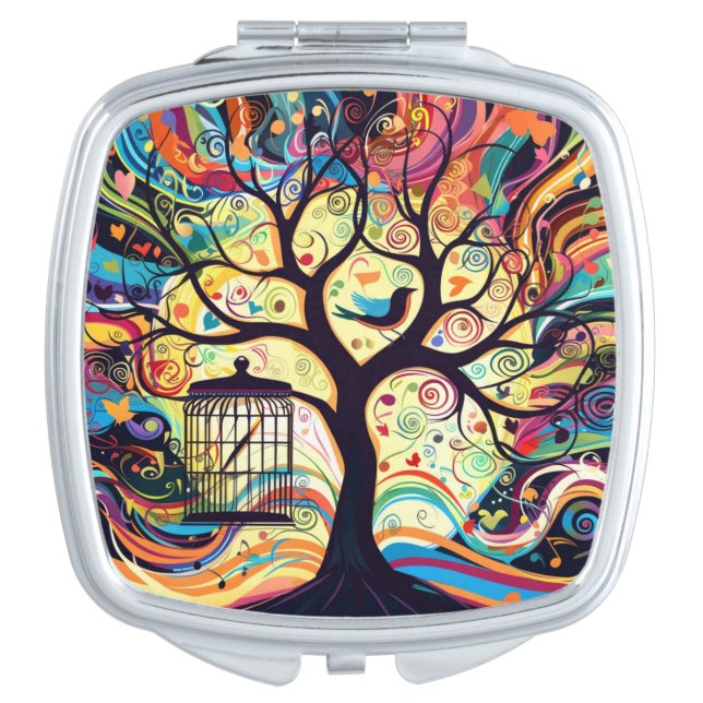 Colorful Rainbow Tree of Life Compact Mirror (Front)