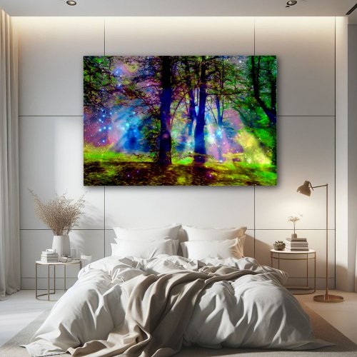 Colorful Rainbow Trees Enchanted Forest  Poster