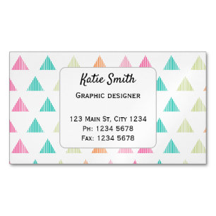 Colorful rainbow triangle graphic design retro business card magnet