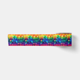 Colorful Rainbow Triangle Repeating Shape Pattern Satin Ribbon