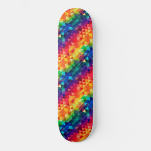 Colorful Rainbow Triangle Repeating Shape Pattern Skateboard