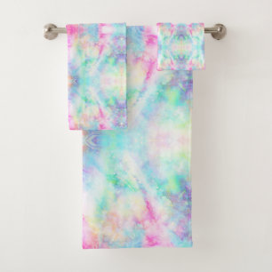 Colorful Rainbow Tribal Boho Tie Dye Bath Towel Set