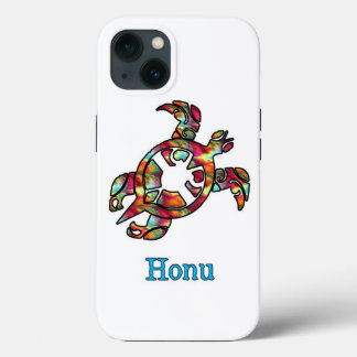 Colorful Rainbow Tribal Hawaiian Sea Turtle iPhone 13 Case
