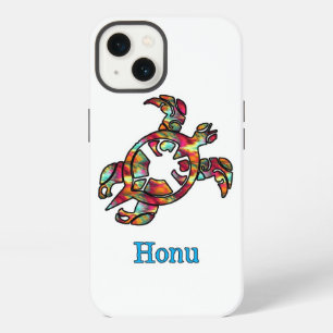 Colorful Rainbow Tribal Hawaiian Sea Turtle iPhone 13 Case