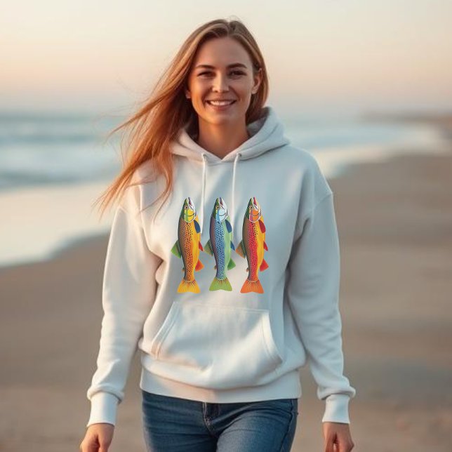 Colorful Rainbow Trout Hoodie (Colorful Rainbow Trout-Fisherman Fashion Summer Beach)