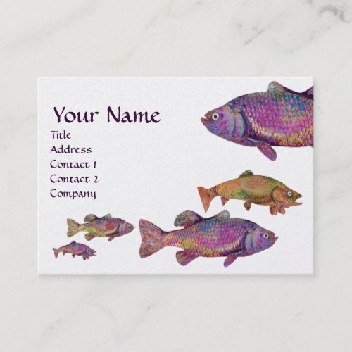 COLORFUL RAINBOW TROUT MONOGRAM White Pearl Business Card