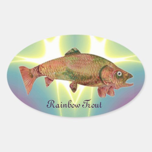 COLORFUL RAINBOW TROUT OVAL STICKER