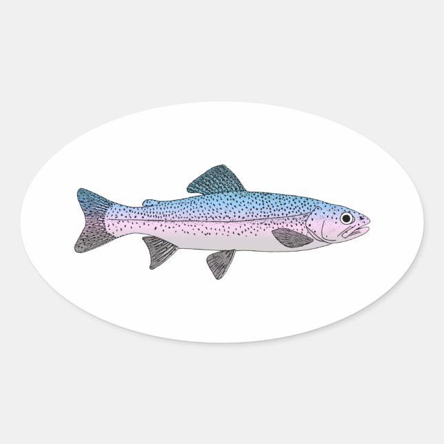 Colorful Rainbow Trout Oval Sticker (Front)