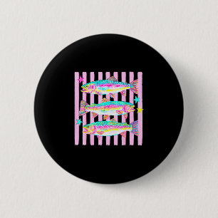 Colorful rainbow trout preppy summer lake life button