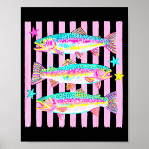 Colorful rainbow trout preppy summer lake life poster