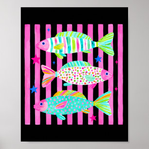 Colorful rainbow trout preppy summer lake life poster