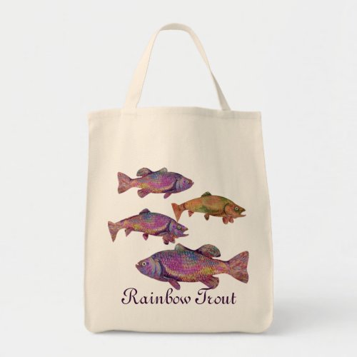 COLORFUL RAINBOW TROUT TOTE BAG