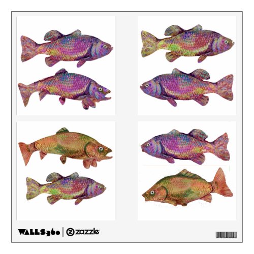 COLORFUL RAINBOW TROUTS WALL STICKER