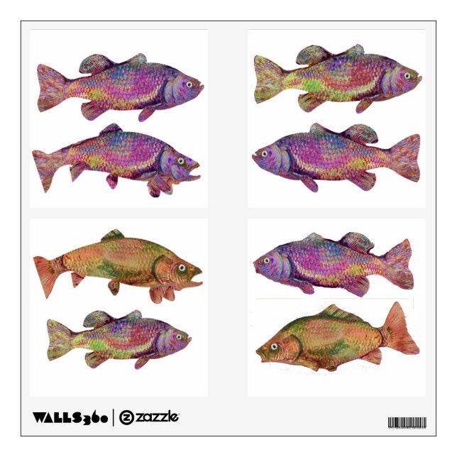 COLORFUL RAINBOW TROUTS WALL STICKER (Front)