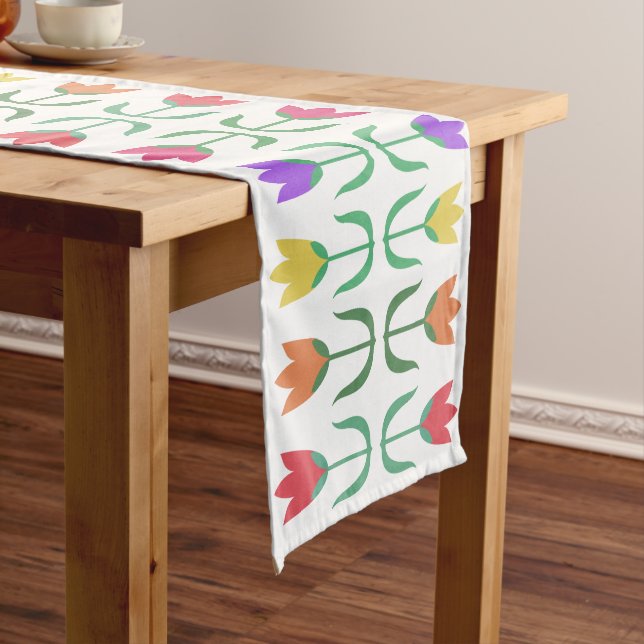 Colorful Rainbow Tulips, Spring Flowers Medium Table Runner (In Situ)