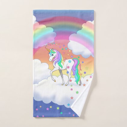 Colorful Rainbow Unicorn and Stars Bath Towel Set