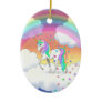 Colorful Rainbow Unicorn and Stars Ceramic Ornament