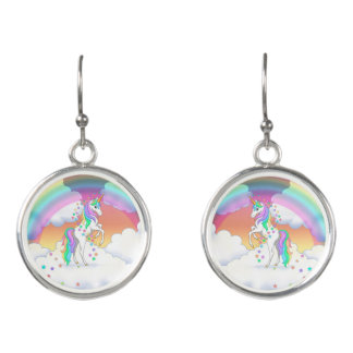 Colorful Rainbow Unicorn and Stars Earrings