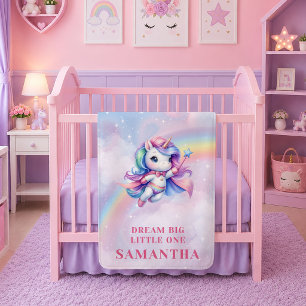 Colorful Rainbow Unicorn Birthday Baby BlankeT