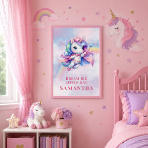 Colorful Rainbow Unicorn Framed Wall Art Gift
