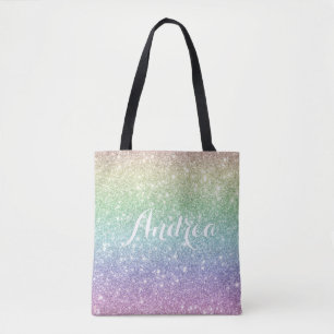 Colorful Rainbow Unicorn Glitter Pattern Trendy Tote Bag