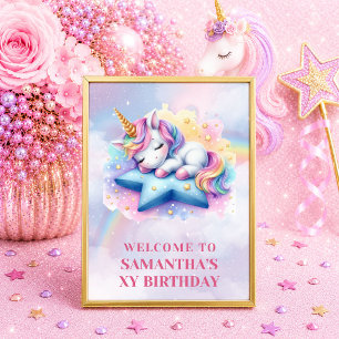 Colorful Rainbow Unicorn Magical Day Birthday Welc Poster