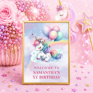 Colorful Rainbow Unicorn Magical Girl Welcome Sign