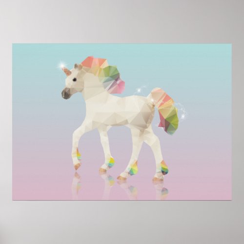 Colorful Rainbow Unicorn Polygon _ Poster Print
