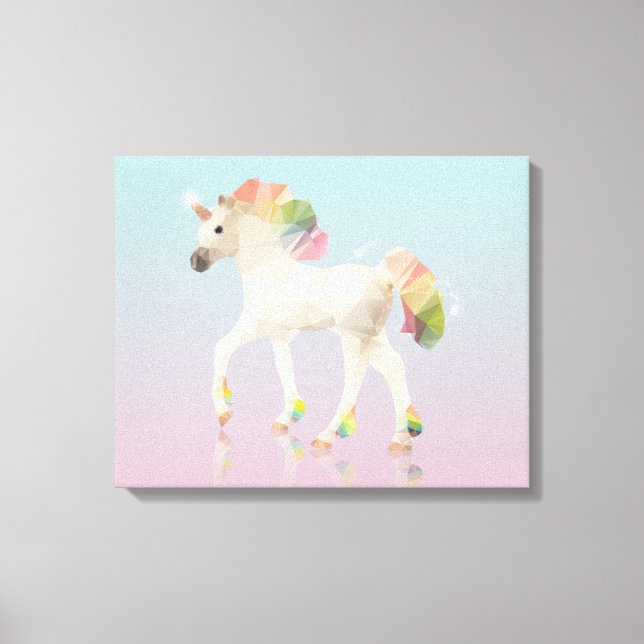 Colorful Rainbow Unicorn Polygon - Wrapped Canvas (Front)