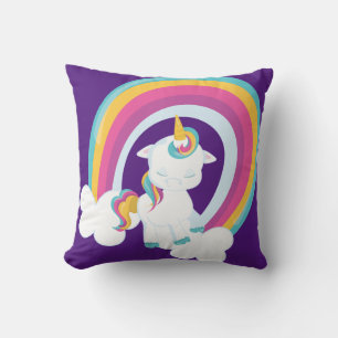 Colorful Rainbow Unicorn Throw Pillow