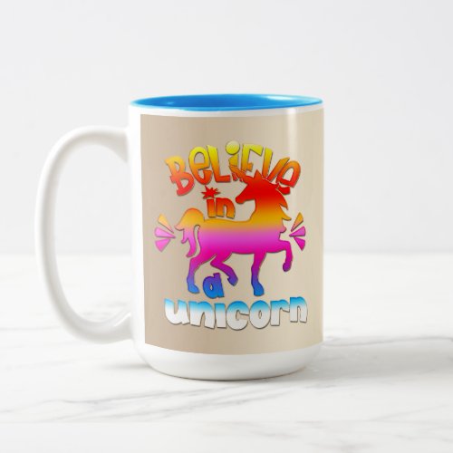 Colorful Rainbow Unicorn Two_Tone Coffee Mug