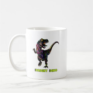 Colorful Rainbow Velociraptor Dinosaur Art Coffee Mug
