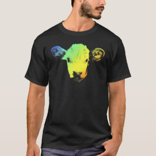 Colorful Rainbow Vintage Cute Hereford Cow T-Shirt