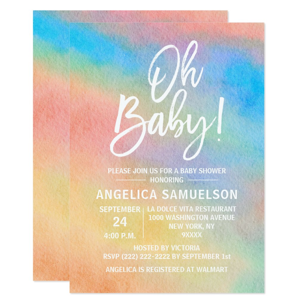 tie dye baby shower invitations