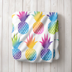 Colorful Rainbow Watercolor Pineapple Fleece Blanket