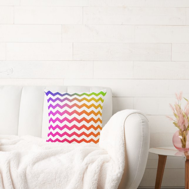 Colorful Rainbow Wave pattern  Throw Pillow (Couch)