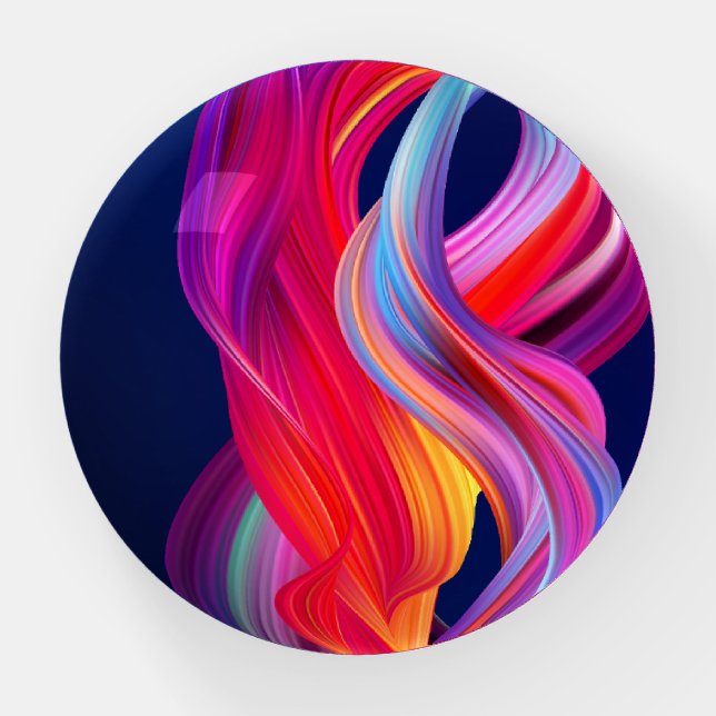 Colorful Rainbow Waves Paperweight (Front)