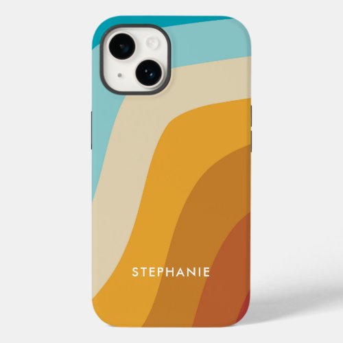 Colorful Rainbow Waves Personalized   Case_Mate iPhone 14 Case