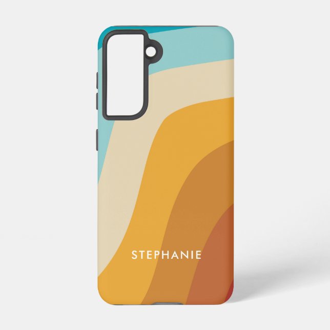 Colorful Rainbow Waves Personalized   Samsung Galaxy Case (Back)