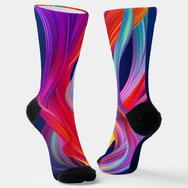 Colorful Rainbow Waves Socks (Angled)