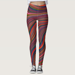 Colorful Rainbow Wavy Abstraction Leggings