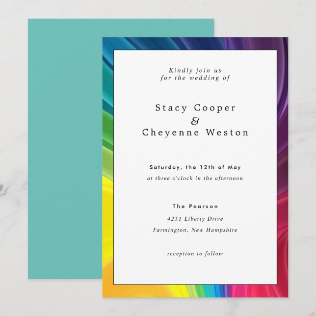 Colorful Rainbow Wedding Invitation (Front/Back)