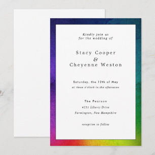 Colorful Rainbow Wedding Invitation White